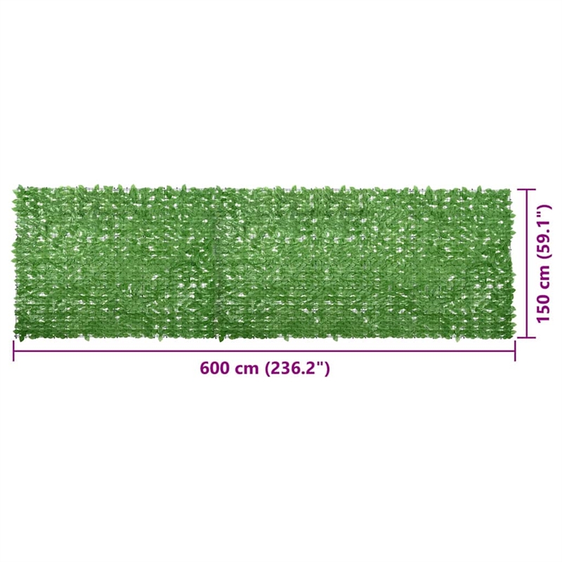 vidaXL 236.2 x 59.1 in Balcony Screen in Green