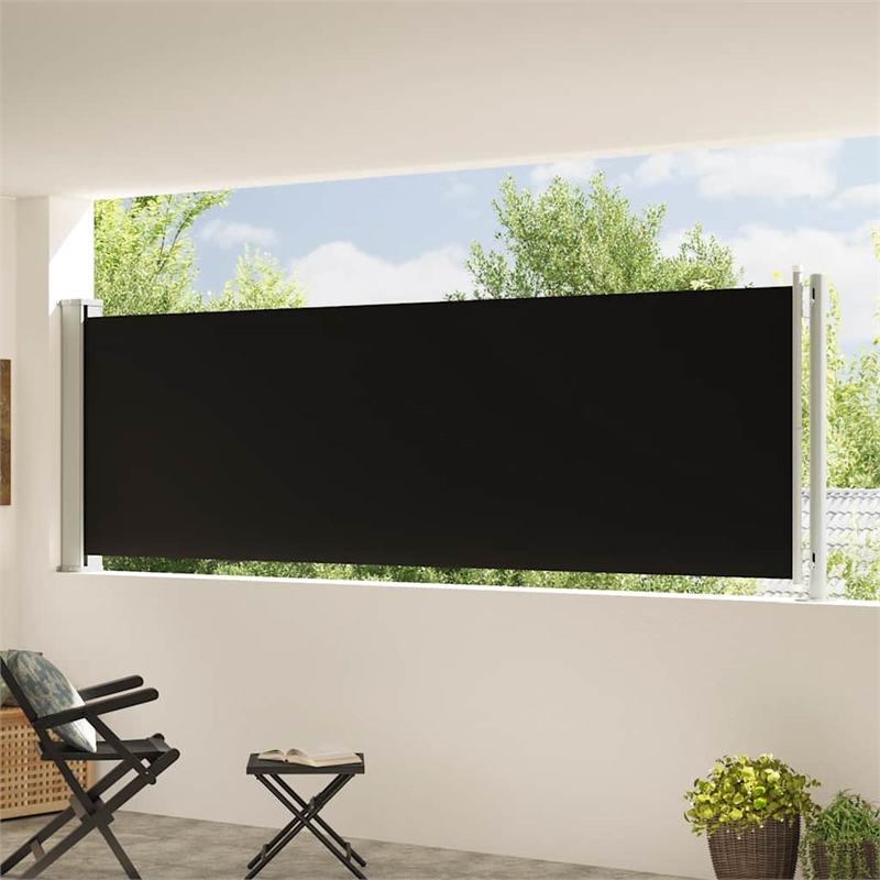 vidaXL Side Awning with Powder-coated Steel in Black