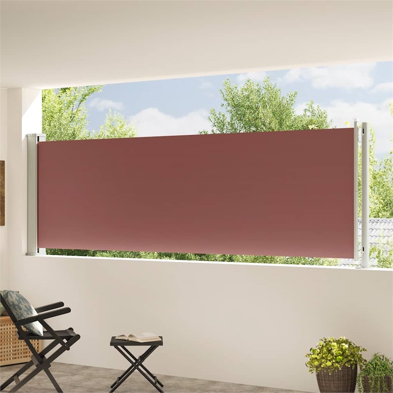 vidaXL Side Awning with Powder-coated Steel and PU coating in Brown