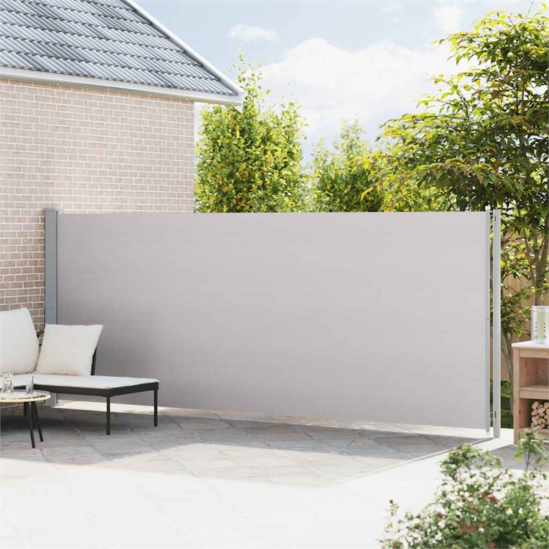 vidaXL Side Awning with Powder-Coated Steel and PU coating in Grey