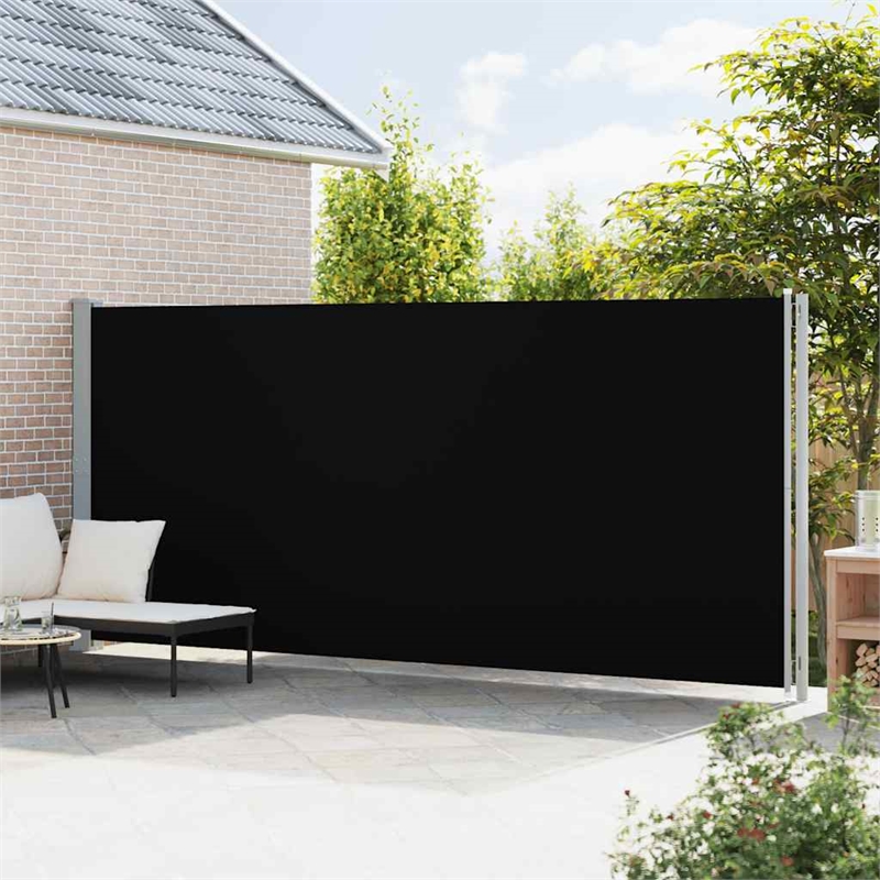 vidaXL Side Awning with Powder-coated Steel and PU Coating in Black