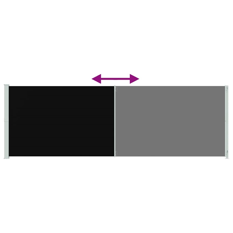 vidaXL Side Awning with Powder-coated Steel and PU Coating in Black