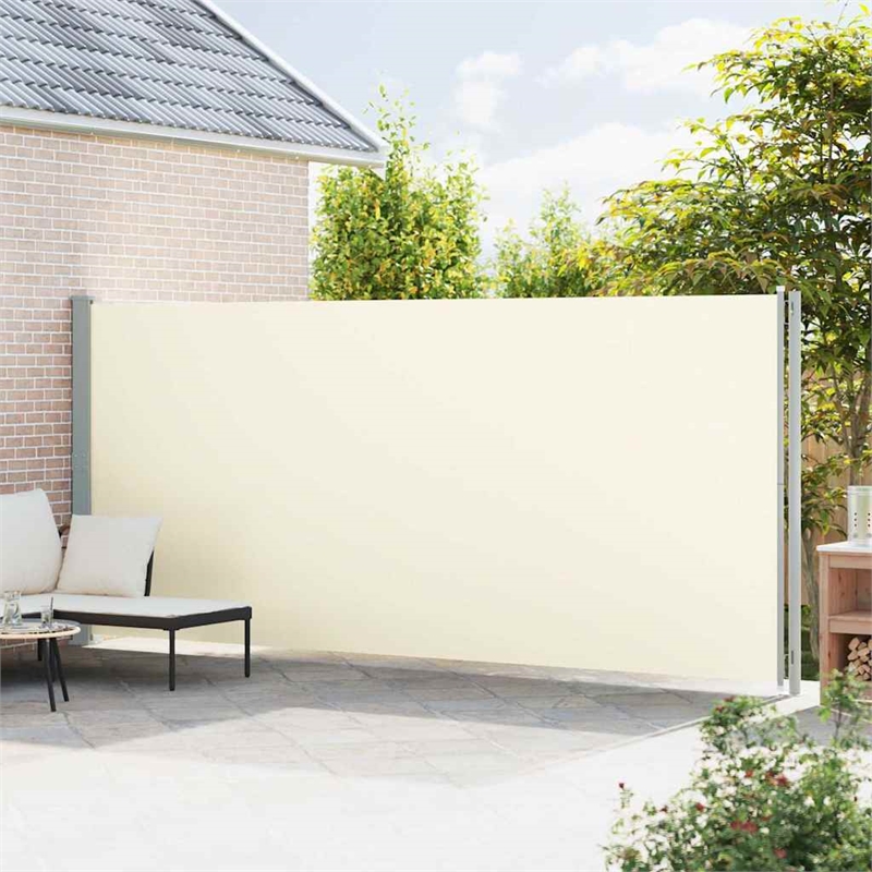 vidaXL Side Awning with Powder-coated Steel and PU Coating in Cream