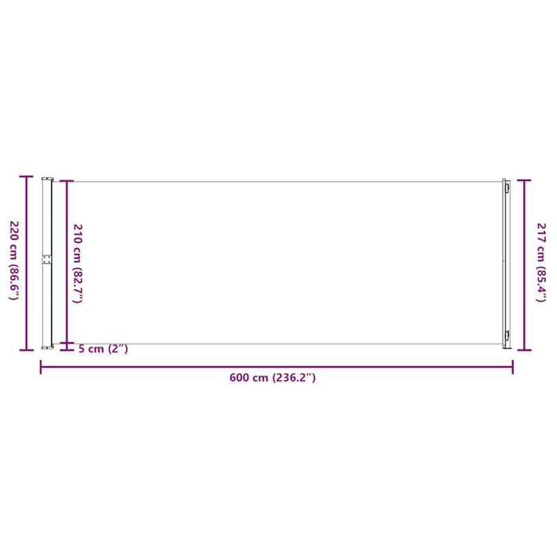 vidaXL Side Awning with Powder-coated Steel and PU coating in Black