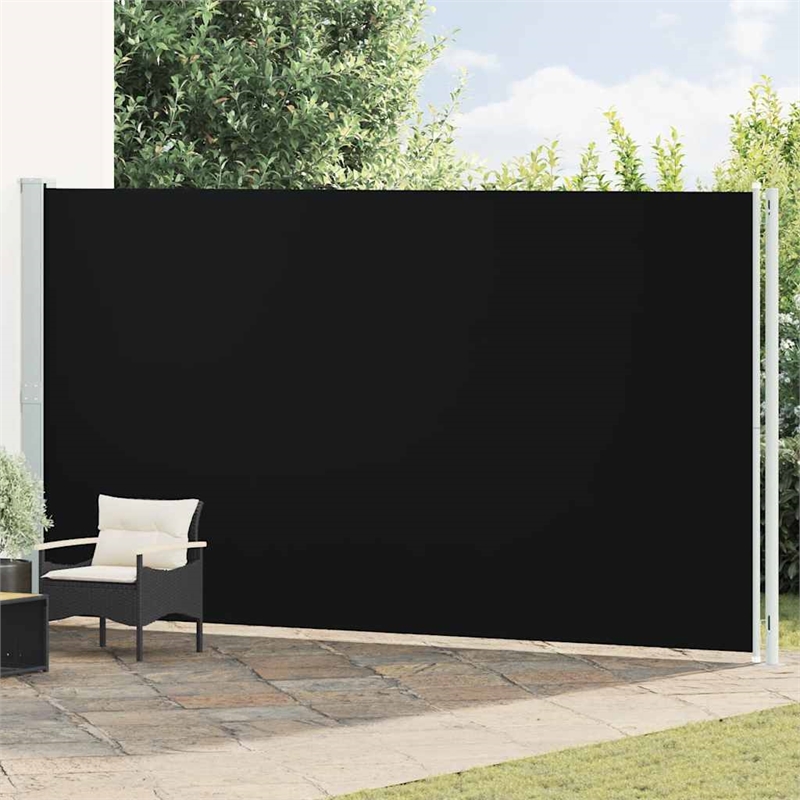 vidaXL Side Awning with Powder-coated Steel and PU coating in Black
