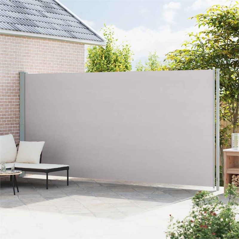 vidaXL Side Awning with Powder-coated Steel and PU Coating in Grey