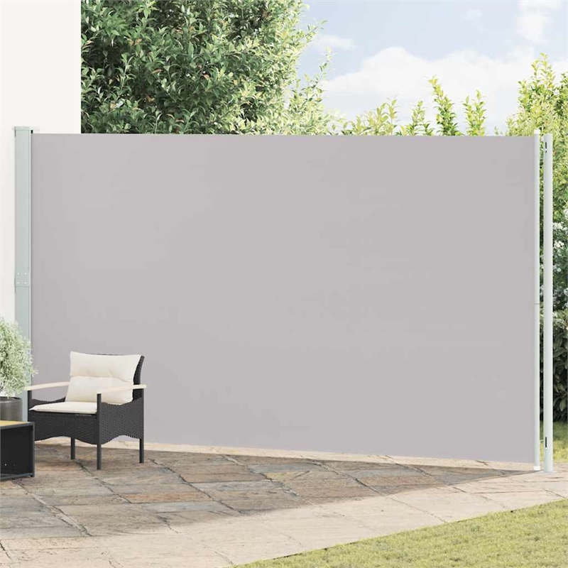 vidaXL Side Awning with Powder-coated Steel and PU Coating in Grey