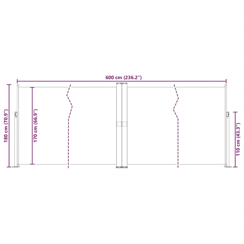 vidaXL Aluminum Side Awning with PU coating in Blue