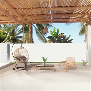 vidaXL Large Retractable Side Awning with PU Coating in Cream