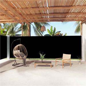 vidaXL Retractable Side Awning with PU Coating in Black