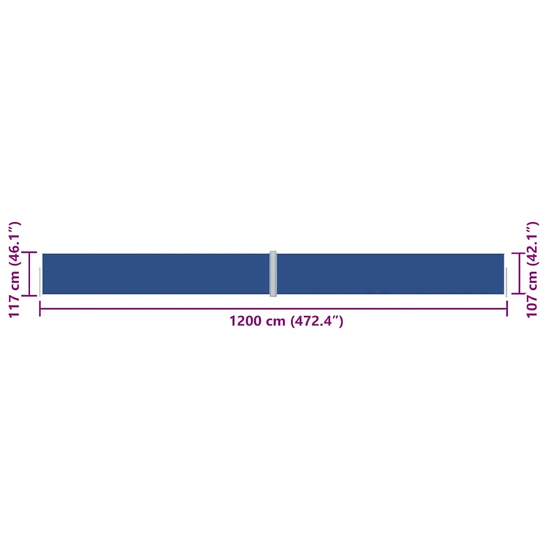vidaXL 46.1 x 472.4 in Retractable Side Awning in Blue