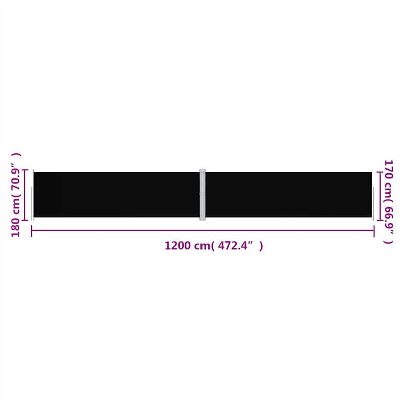 vidaXL Side Awning with PU Coating in Black