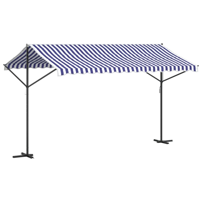 vidaXL Free Standing Awning in Blue and White