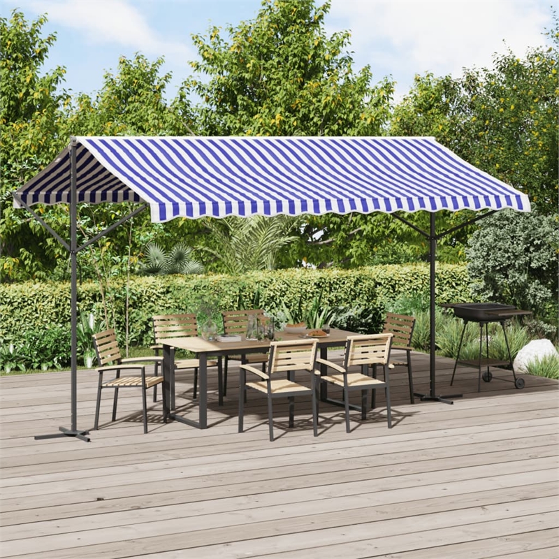 vidaXL Free Standing Awning in Blue and White