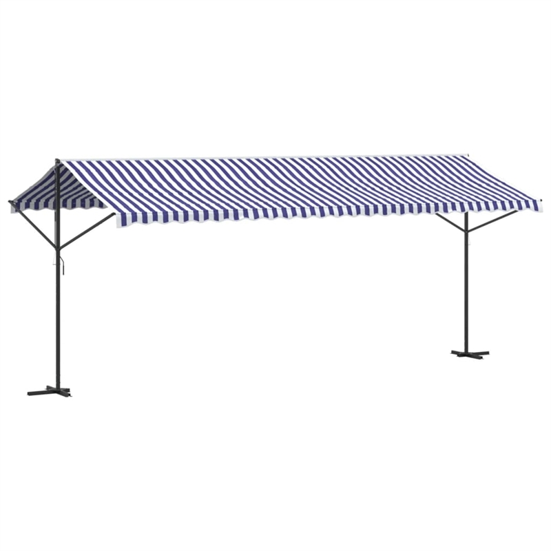 vidaXL Free Standing Awning with PU Coating in Blue and White
