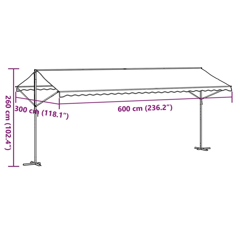 vidaXL Free Standing Awning with PU Coating in Blue and White