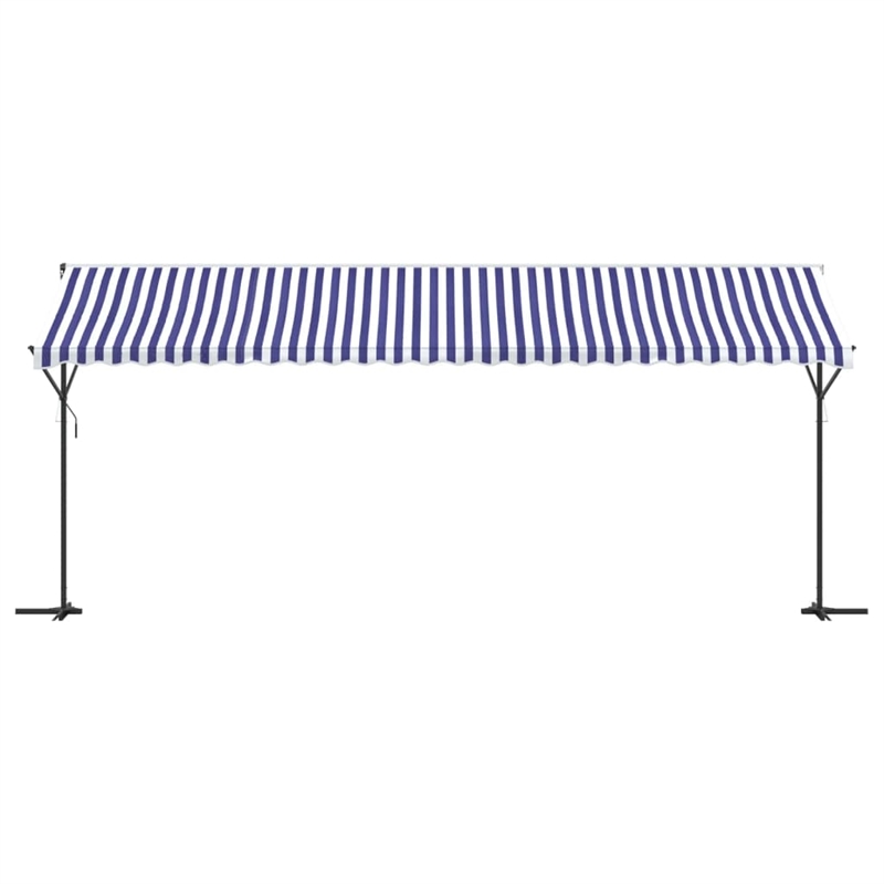 vidaXL Free Standing Awning with PU Coating in Blue and White