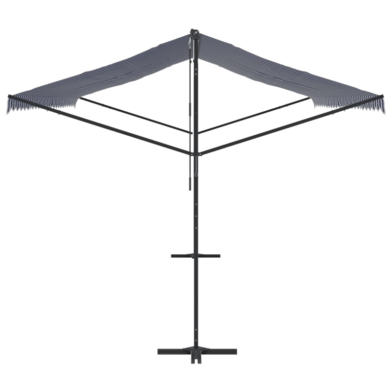 vidaXL Free Standing Awning with PU Coating in Blue and White