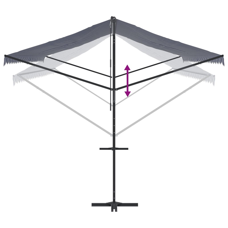 vidaXL Free Standing Awning with PU Coating in Blue and White