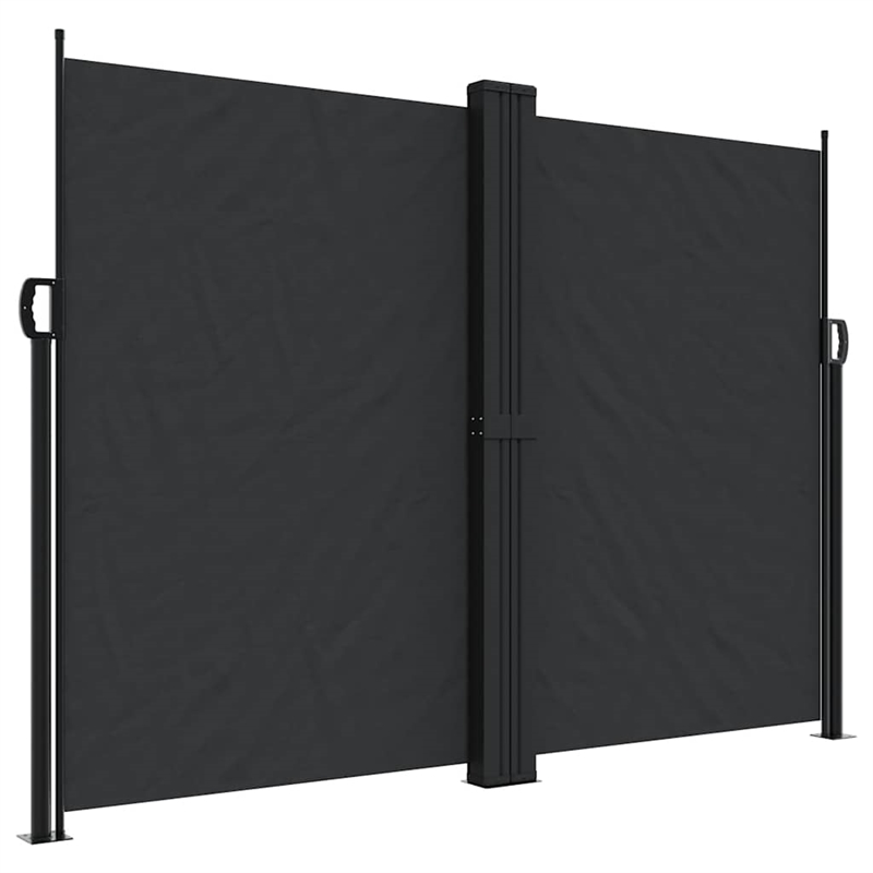 vidaXL Retractable Side Awning with PU Coating in Black