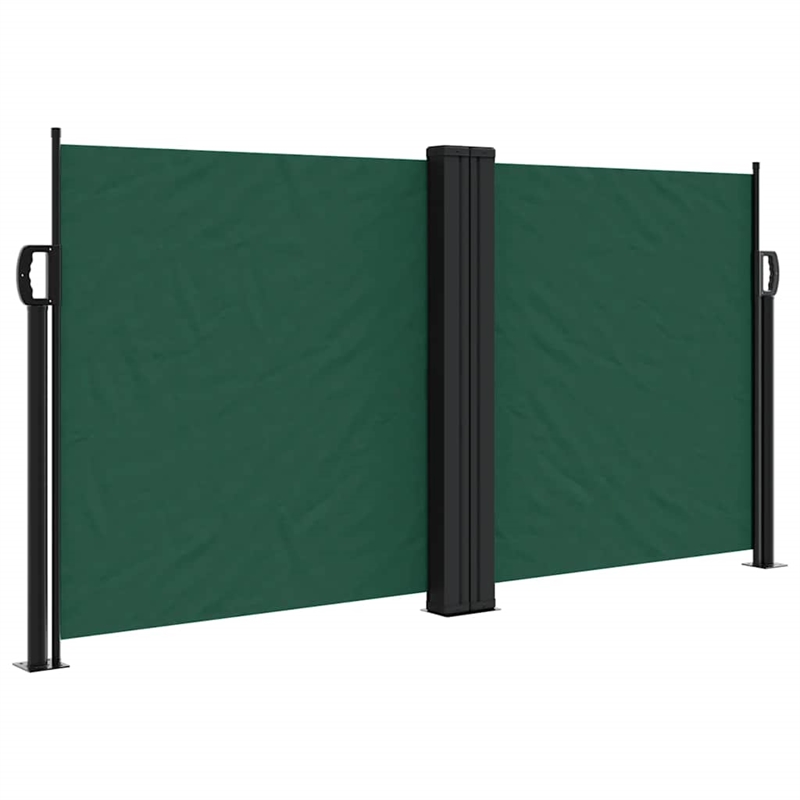 vidaXL Retractable Side Awning with PU Coating in Dark Green