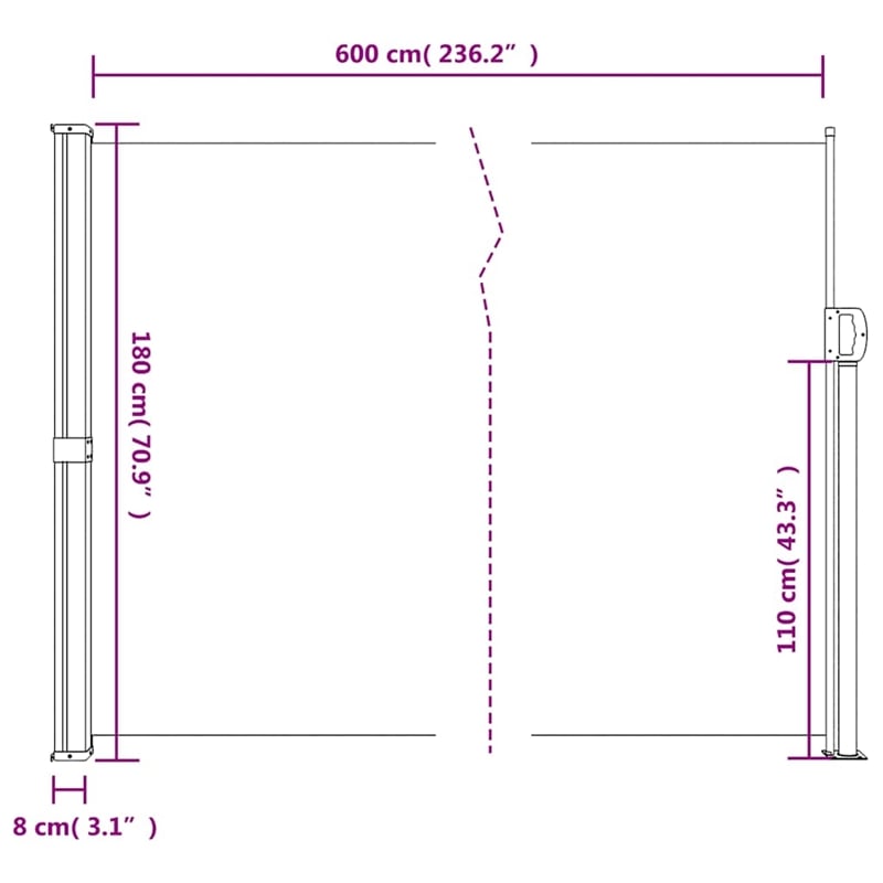 vidaXL Retractable Side Awning in Cream