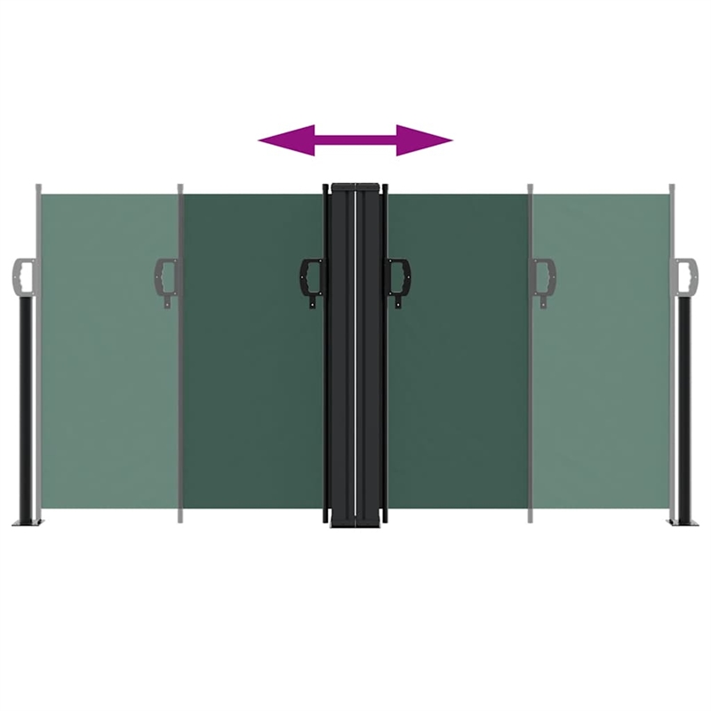 vidaXL Retractable Side Awning with PU Coating in Dark Green