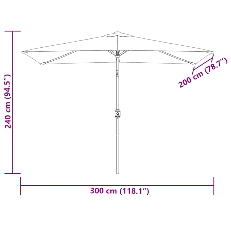 vidaXL 78.7 x 118.1 in Foldable Parasol in Green
