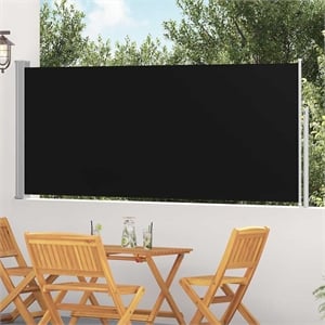 vidaXL Side Awning with PU Coating in Black Steel Frame