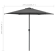 vidaXL 8.9 ft Diameter Garden Parasol w/Adjustable Armrests in Anthracite