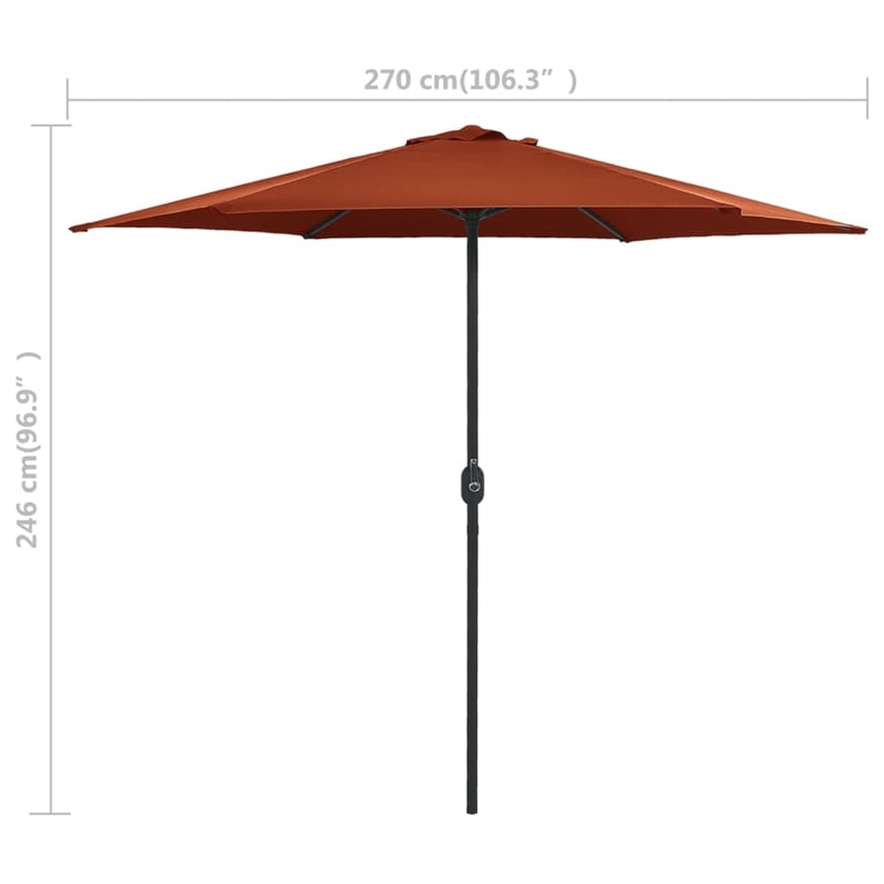 vidaXL Large Collapsible Garden Parasol in Terracotta