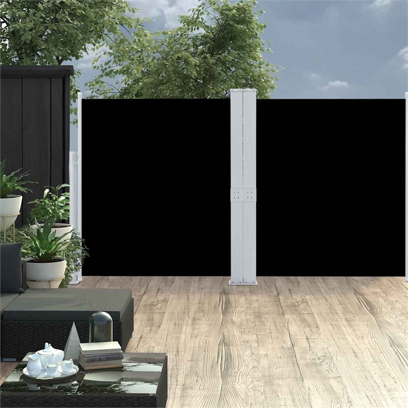 vidaXL Side Awning with Powder Coated Steel in Black