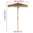 vidaXL 59.1 in Diameter Tiki Umbrella in Natural Bamboo