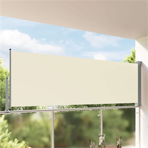vidaXL  47.2 x 118.1&quot Side Awning with Powder-Coated Iron in Cream