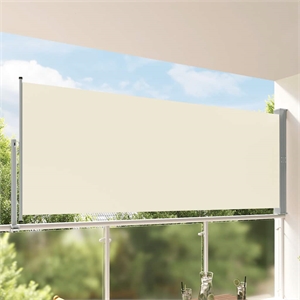 vidaXL Side Awning in Cream screen + Grey stand
