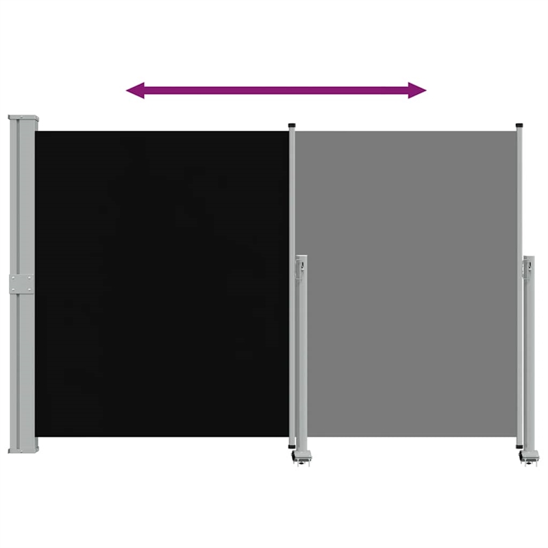 vidaXL Side Awning in Black Screen + Grey Stand