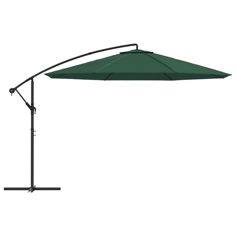 vidaXL Large Cantilever Garden Parasol in Solid Green