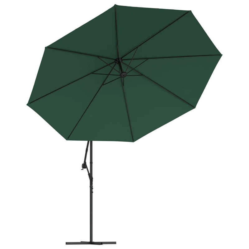 vidaXL Large Cantilever Garden Parasol in Solid Green