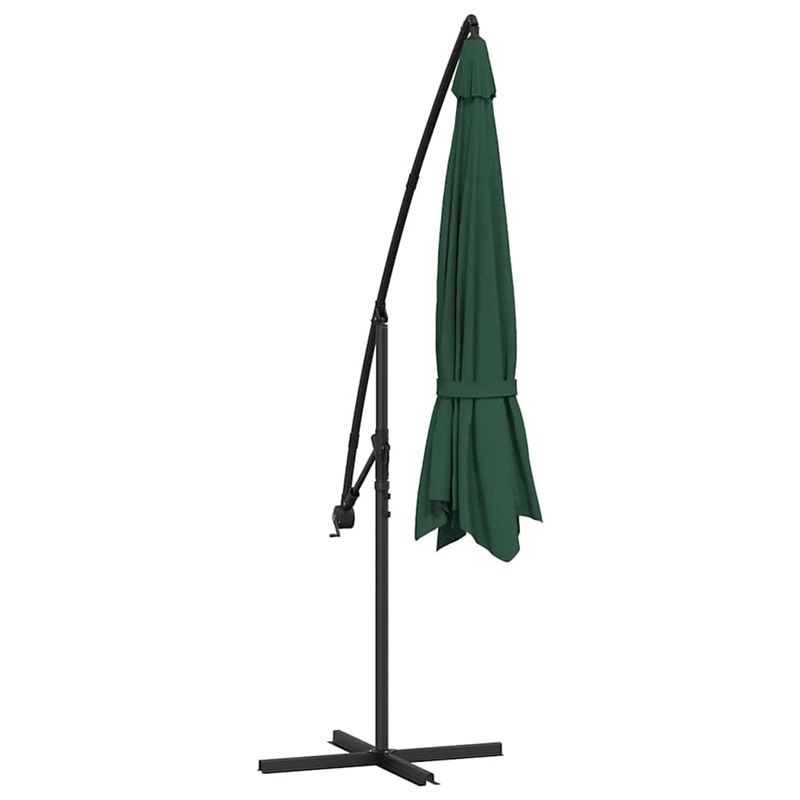vidaXL Large Cantilever Garden Parasol in Solid Green