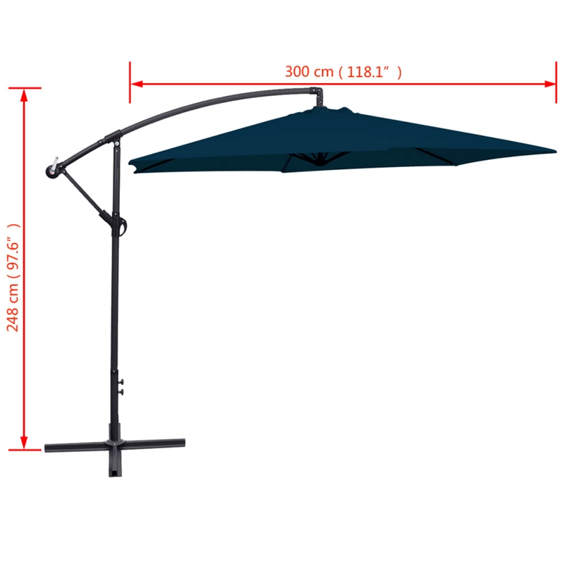 vidaXL Cantilever Garden Umbrella in Solid Blue