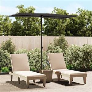 vidaXL Medium Height-Adjustable Garden Parasol in Black