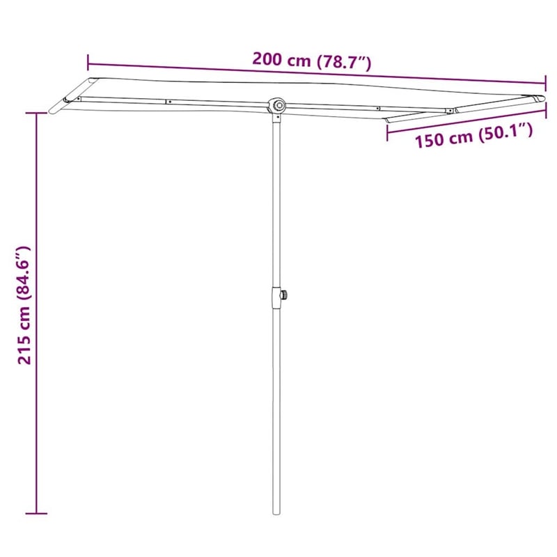 vidaXL Large Height-Adjustable Garden Parasol in Green