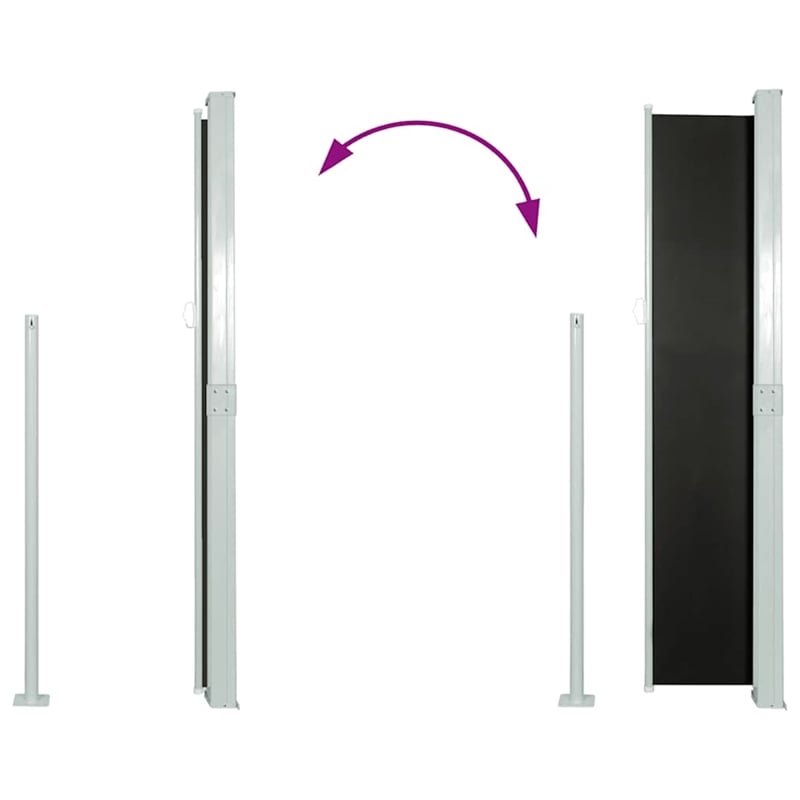 vidaXL Side Awning with PU Coating and Powder Coated Steel in Black