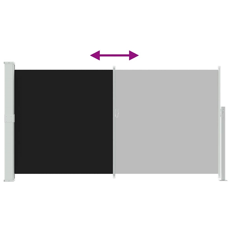 vidaXL Side Awning with PU Coating and Powder Coated Steel in Black