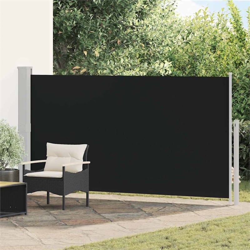 vidaXL Side Awning with PU Coating and Powder Coated Steel in Black