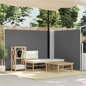 vidaXL 55.1 x 236.2&quot Side Awning with PU Coating in Anthracite