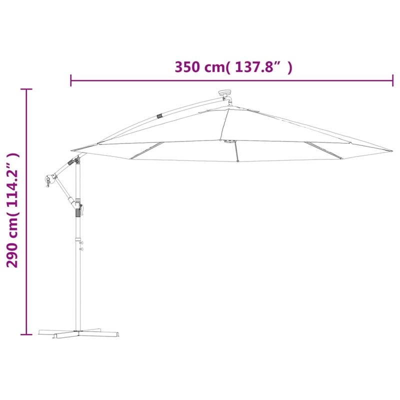 vidaXL Large Tiltable Cantilever Garden Parasol in Sand
