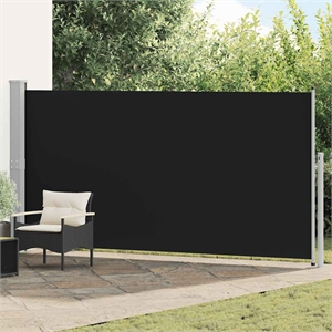 vidaXL Polyester Fabric and Steel Frame Retractable Side Awning in Gray