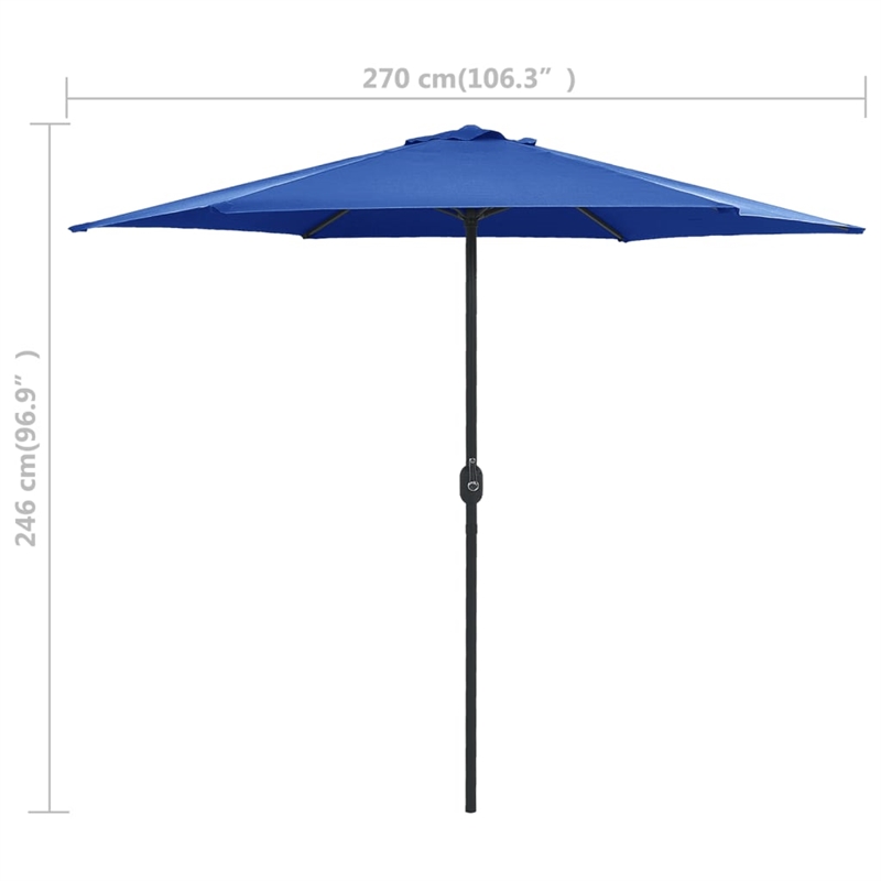vidaXL Large Foldable Garden Parasol in Azure