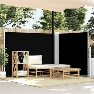 vidaXL 55.1x393.7&quot Side Awning with PU Coating in Black